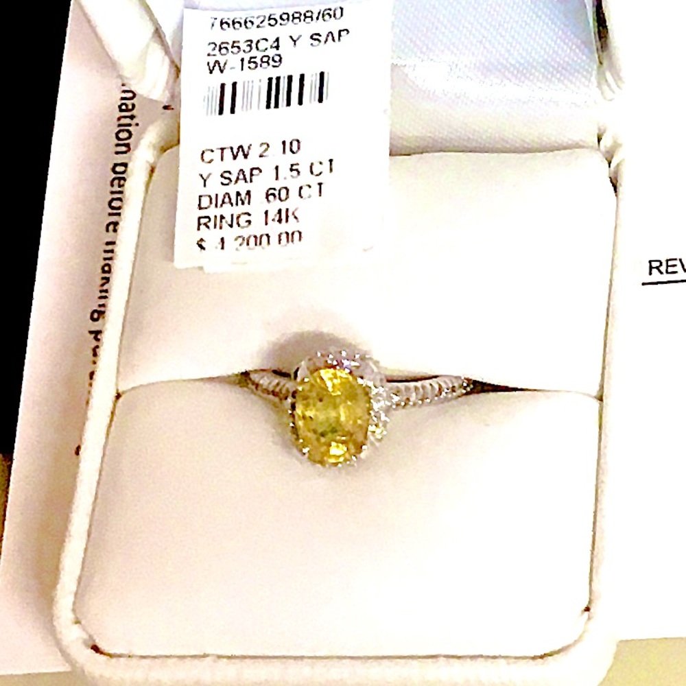 Gorgeous Real Yellow Sapphire 14K solid gold & diamond ring w/authentication